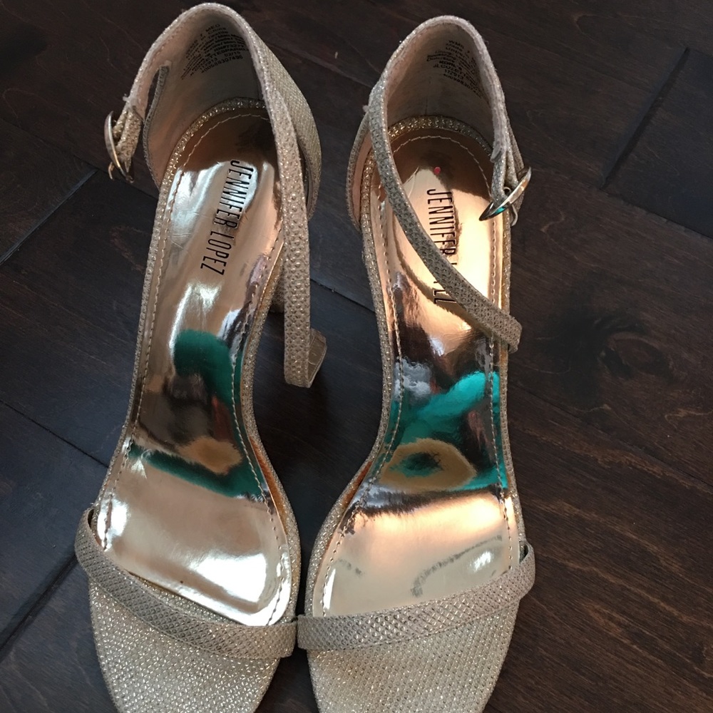 Gold Glitter Sparkle Jennifer Lopez Heels